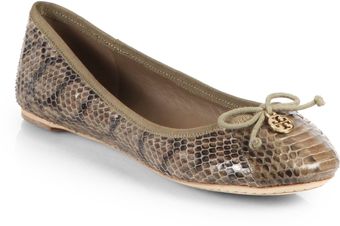 Tory Burch Chelsea Snakeskin Ballet Flats - Lyst