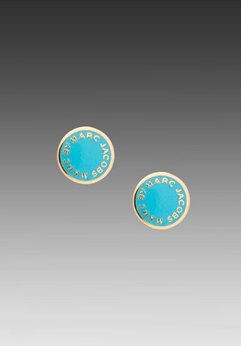 Marc By Marc Jacobs Classic Marc Enamel Logo Disc Studs in Turquoise - Lyst