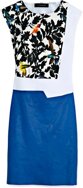 Thakoon Leather Panel Collage Dress - Lyst