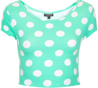 Topshop Spot Bardot Crop Top - Lyst