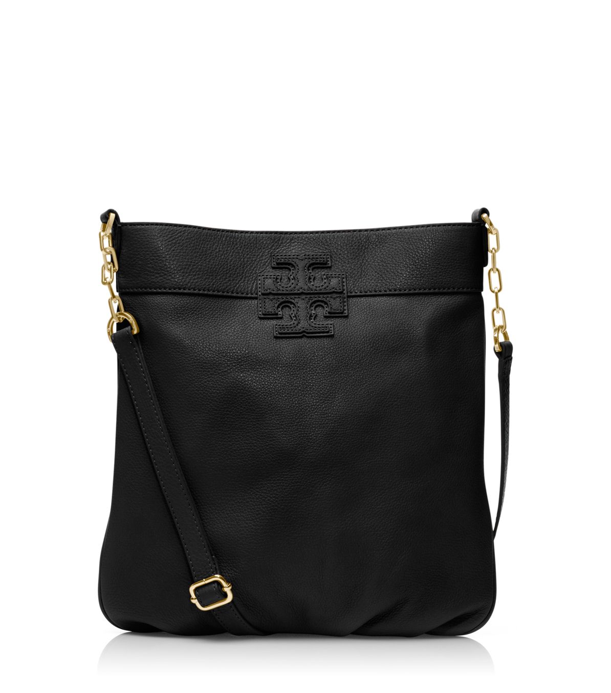 Tory Burch Stacked T Leather Book Bag in Black | Lyst