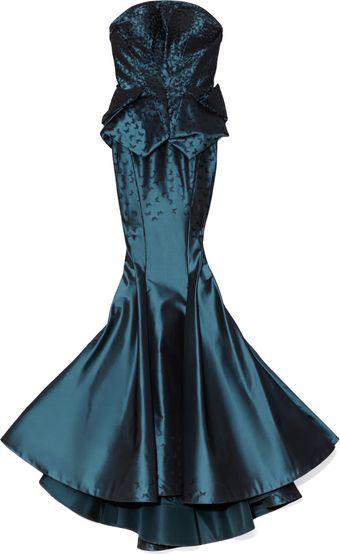 Zac Posen Butterfly Taffeta Strapless Gown - Lyst