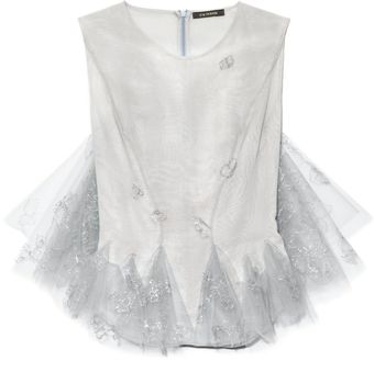 Zac Posen Hand Painted Tulle Sleeveless Top - Lyst