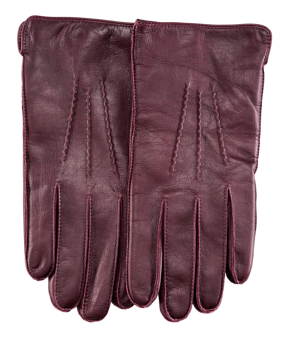 H&m Leather Gloves in Purple for Men (burgundy) Lyst