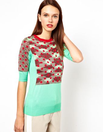 M Missoni Colourblock Polkadot Knitted Top - Lyst