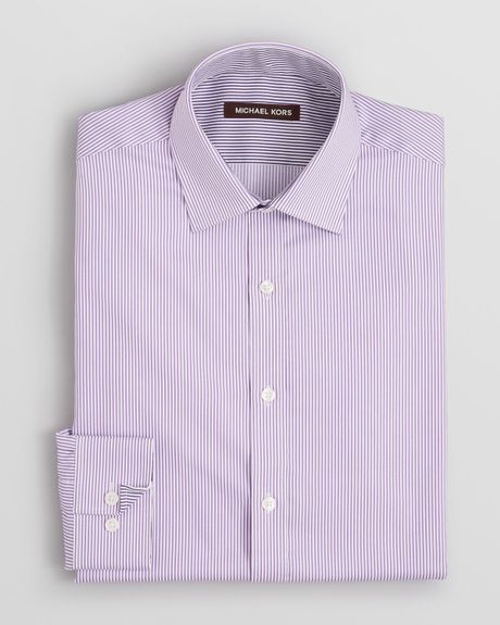 Michael Kors Stripe Dress Shirt Regular Fit in Purple for Men