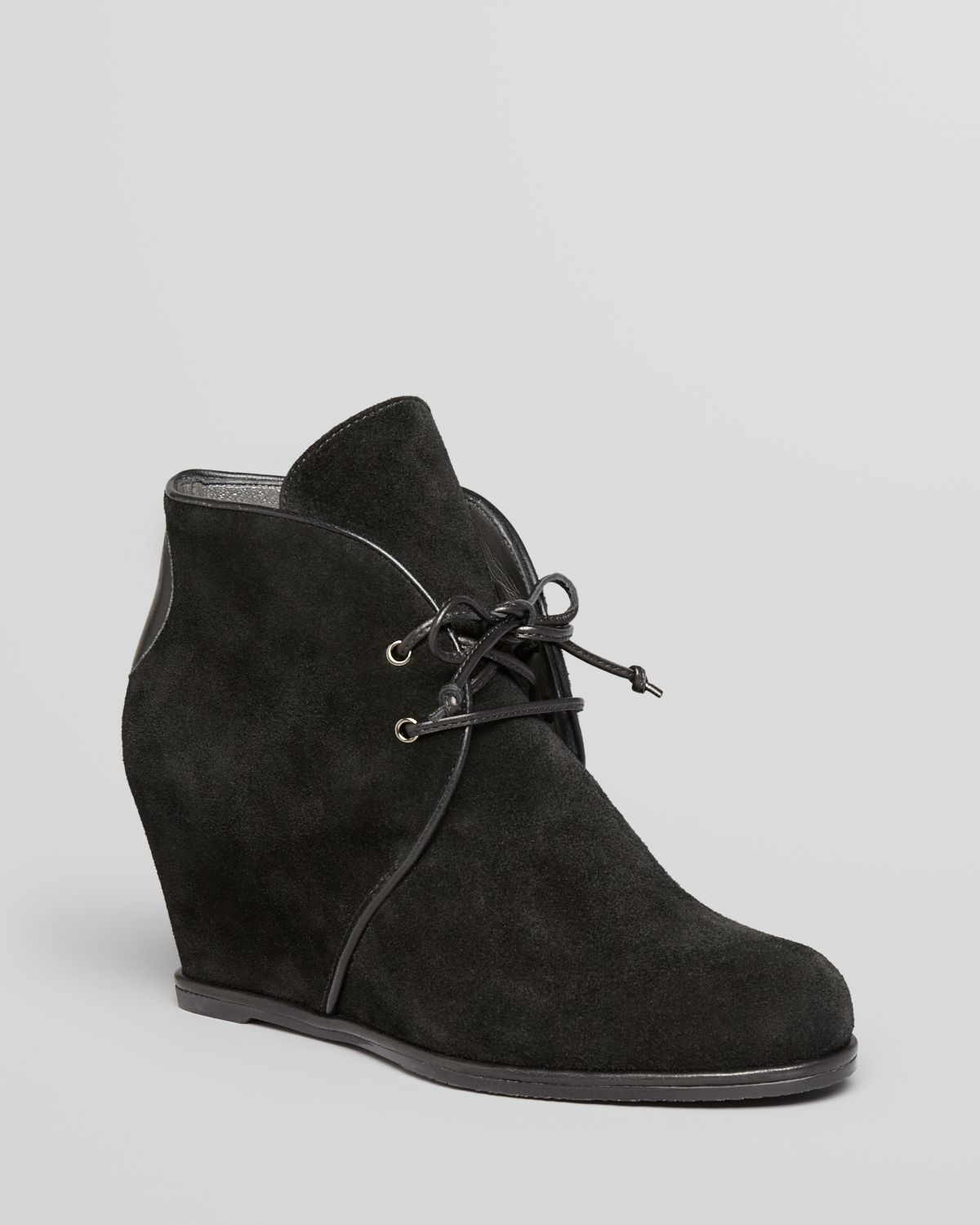 black lace wedge booties
