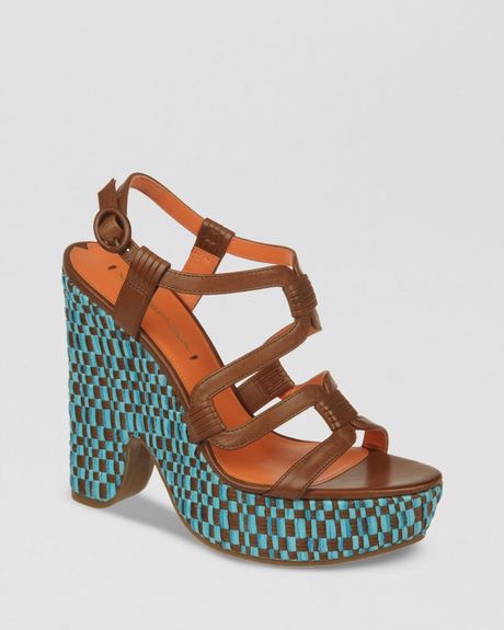 Via Spiga Platform Sandals Cai High Heel in Brown (tobaccoturquoise)