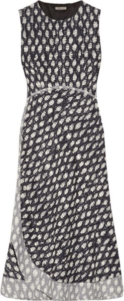 Bottega Veneta Honey Comb Patterned Silk Blend Dress - Lyst
