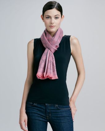 Gucci Logo Print Wool Scarf - Lyst