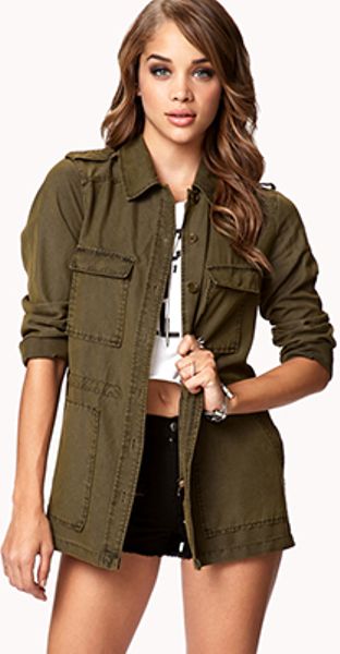 Forever 21 Utility Jacket in Green (OLIVE) | Lyst