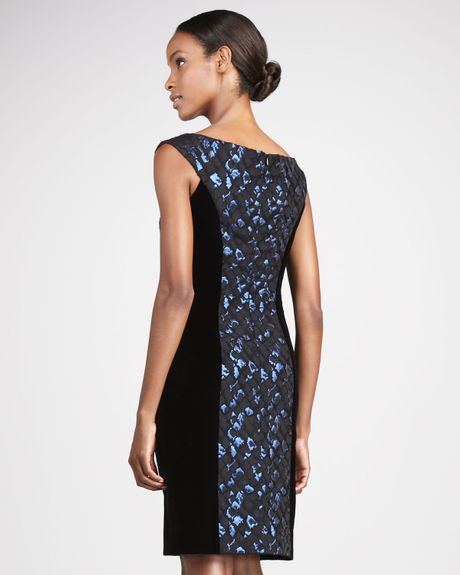 Rickie Freeman For Teri Jon Contour panel Jacquard Cocktail Dress in