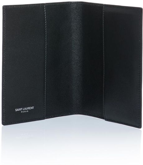 Saint Laurent Studded Leather Passport Holder in Black for Men | Lyst