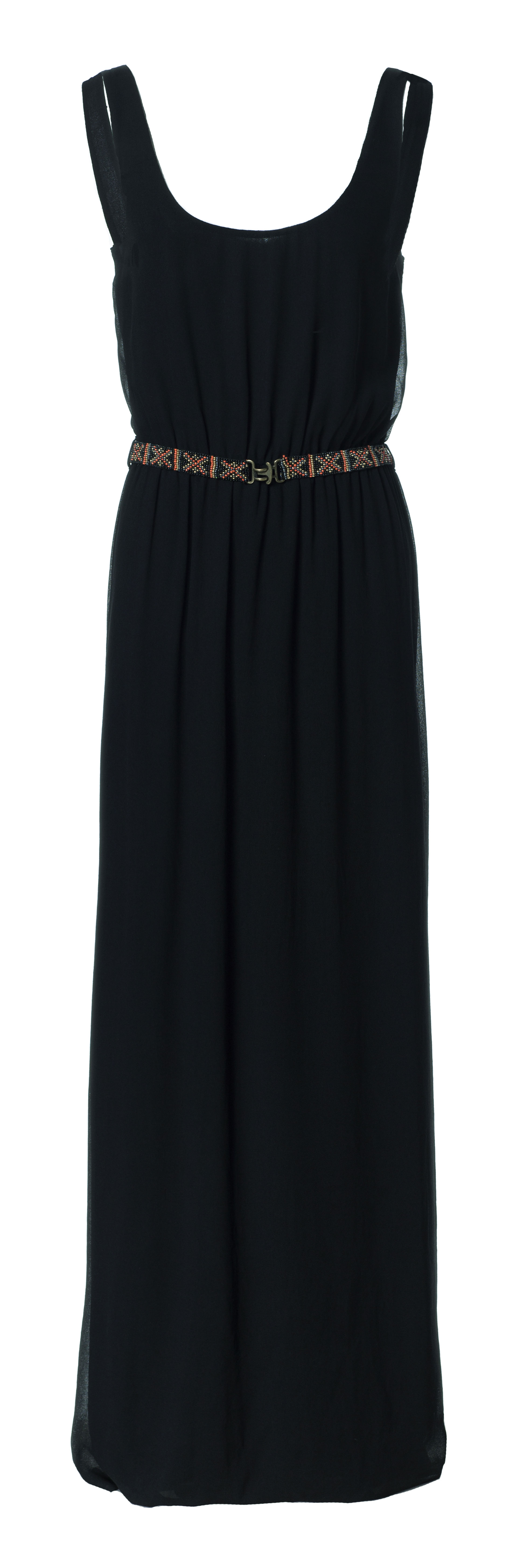 Zara Long Dress With Beaded Belt In Black | Lyst