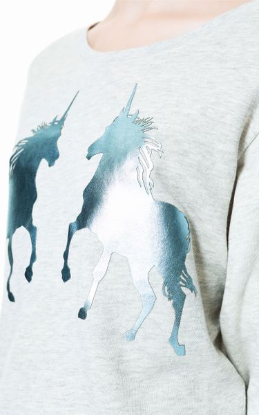 Zara Unicorn Velour Sweater in Gray (Grey marl) - Lyst
