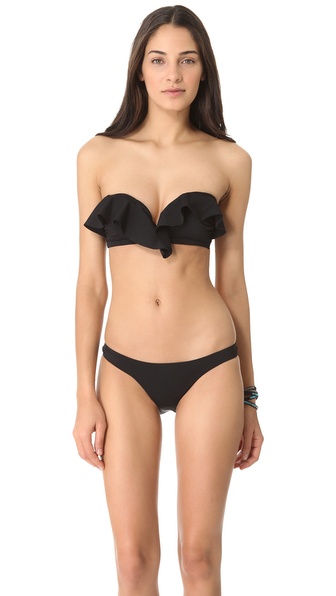 Lyst Zimmermann Lacquer Frill Bandeau Bikini In Black