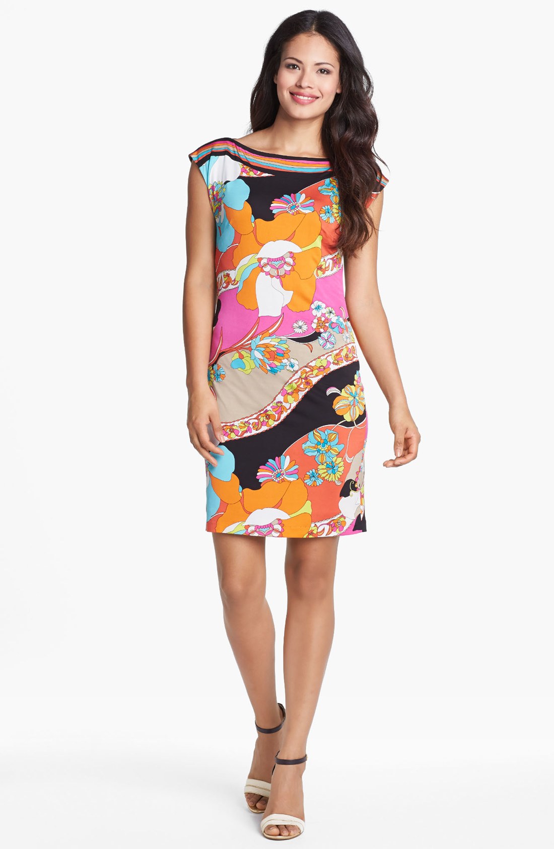 Trina Turk Lorena Cap Sleeve Print Shift Dress in Multicolor (Multi) Lyst