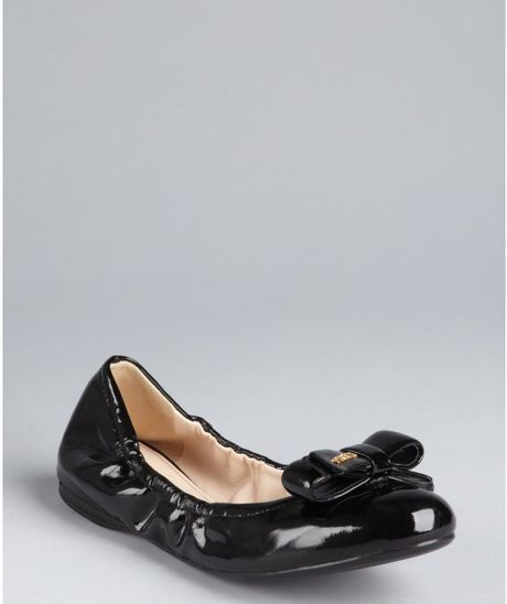 Prada Sport Black Patent Leather Bow Ballet Flats In Black Lyst 5851