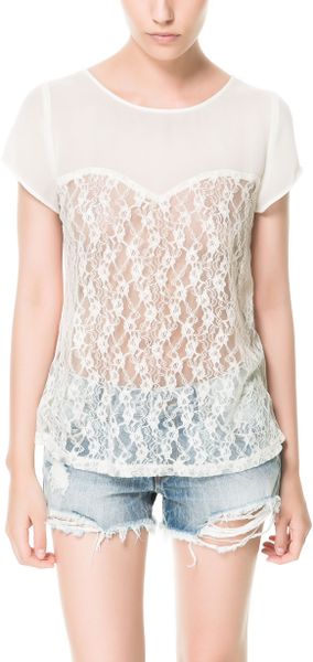 zara white lace top