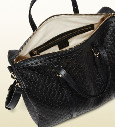 Gucci Nice Microssima Leather Boston Bag in Black | Lyst