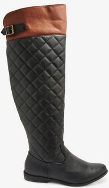Forever 21 Quilted Faux Leather Boots in Brown (BROWNBLACK)