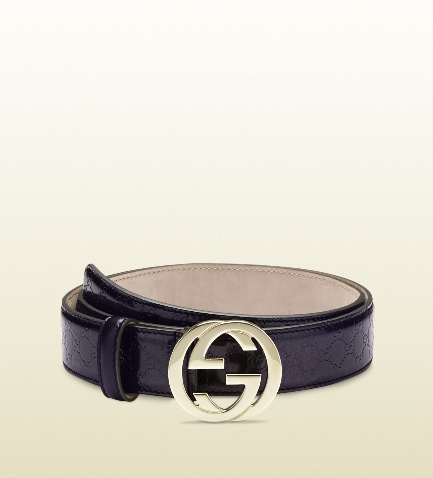 Gucci Guccissima Belt with Interlocking G Buckle in Black (violet) | Lyst
