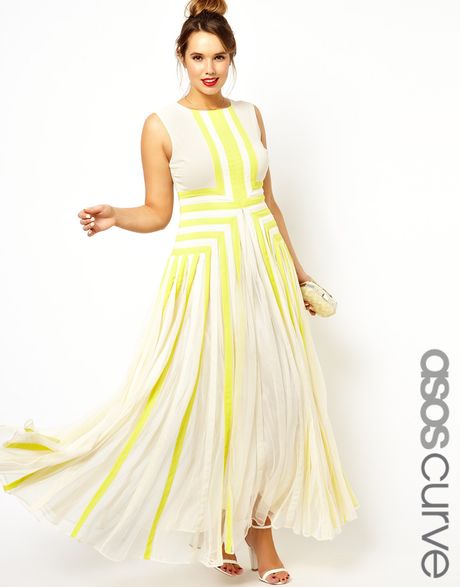 Asos Curve Salon Maxi Dress with Applique in White (Lemonwhite)