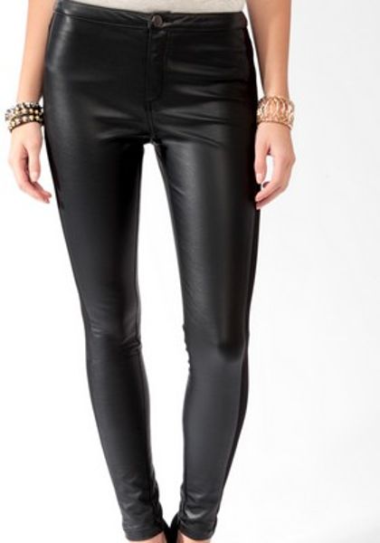 Forever 21 Paneled Faux Leather Pants in Black | Lyst