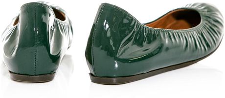 Lanvin Patent Leather Ballet Shoes in Green | Lyst