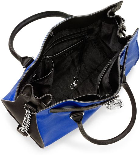 Michael Kors Large Hamilton Twotone Saffiano Tote in Blue (black) - Lyst