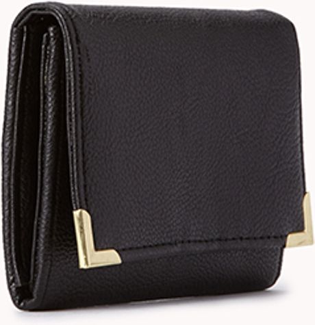Forever 21 Luxe Faux Leather Wallet in Black