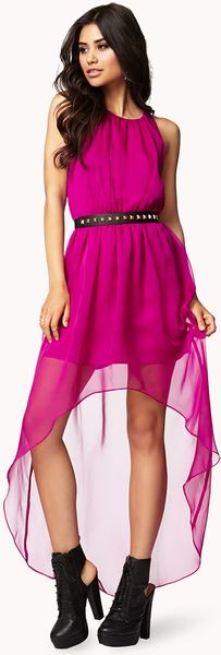 Forever 21 Shirred High-low Dress in Purple (Magenta)