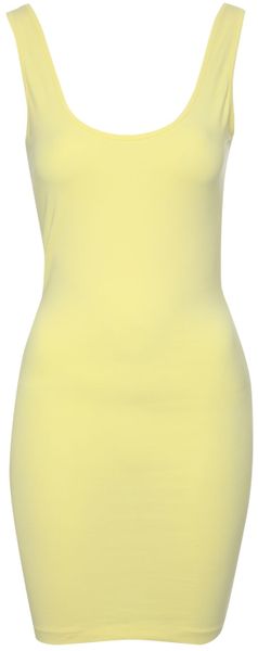 Jane Norman Scoop Back Mini Vest Dress in Yellow (Lemon)
