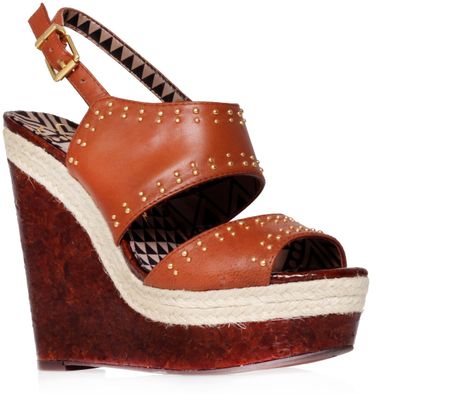 Jessica Simpson Geno Wedge Sandals in Brown (Tan