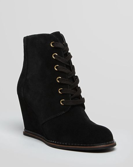 brown wedge lace up boots
