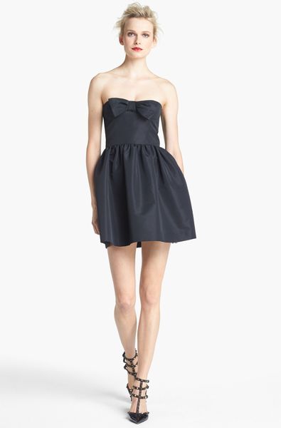 Red Valentino Strapless Bow Detail Dress in Black