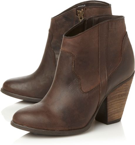 Steve Madden Riffle Cowboy Ankle Boots in Brown | Lyst