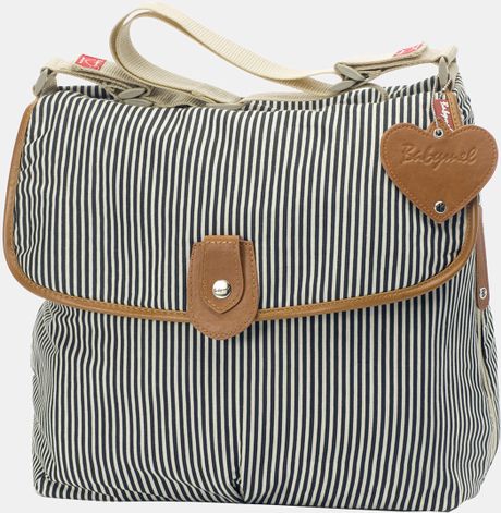 Storksak Babymel Satchel Diaper Bag in White (Navy Stripe) - Lyst