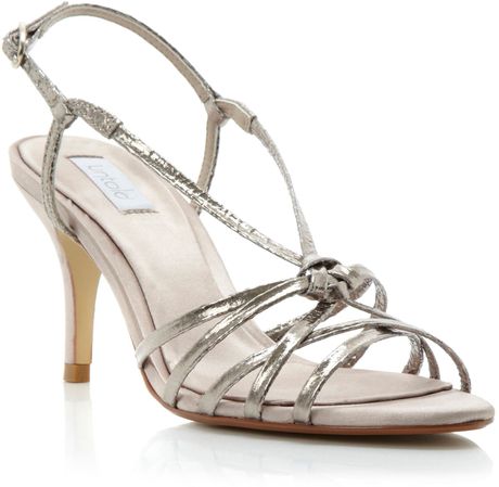Untold Halicore Strappy Mid Heel Sandals in Silver (Pewter) | Lyst