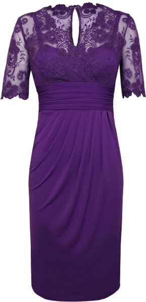 Alexon Lace Top Dress in Purple (Dark Purple)