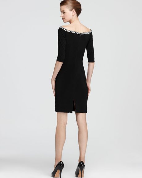 black dress with jeweled neckline