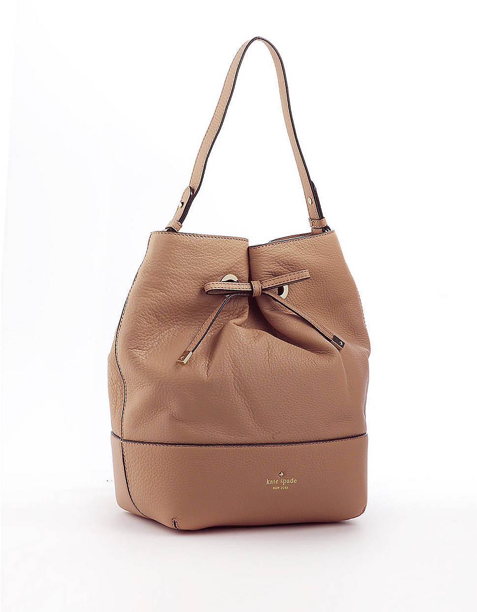 Kate Spade Valentine Pebbled Leather Bucket Shoulder Bag in Beige (toppo) | Lyst