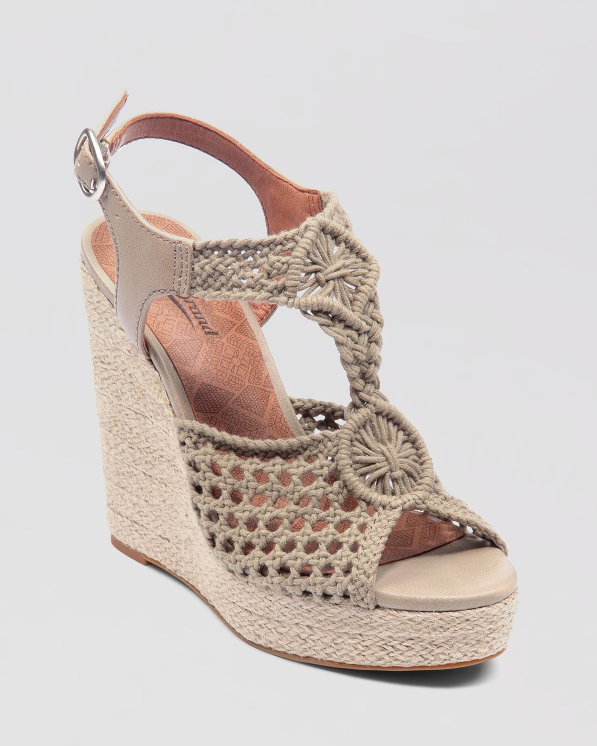 Gray Wedge Platform Sandals Rilo Crochet