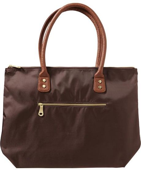 Old Navy Zippocket Canvas Totes in Brown (Chocolate Kiss)