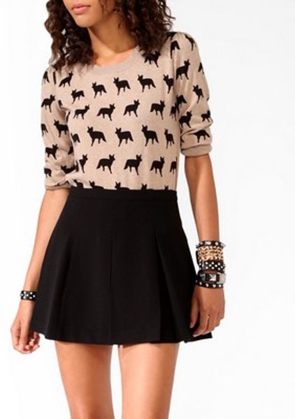 Forever 21 Ditsy Fox Sweater in Beige (TAUPEBLACK)