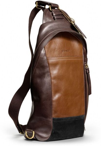 Coach Bleecker Convertible Sling Pack in Colorblock Leather in Brown for Men (B4/NAVY/MAHOGANY)