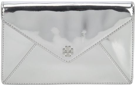 silver tory burch clutch