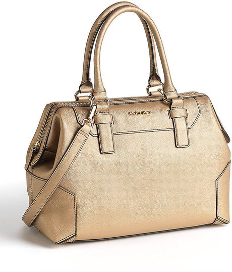 calvin klein saffiano leather satchel