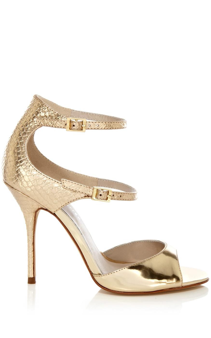 Karen Millen Metallic Collection Sandals in Gold Lyst