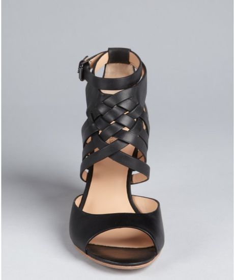 leather stacked heel sandals